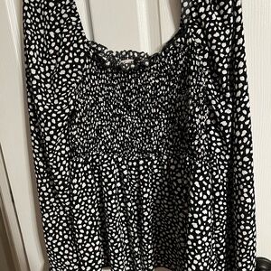 Chic Black and White Women's Smocked Blouse